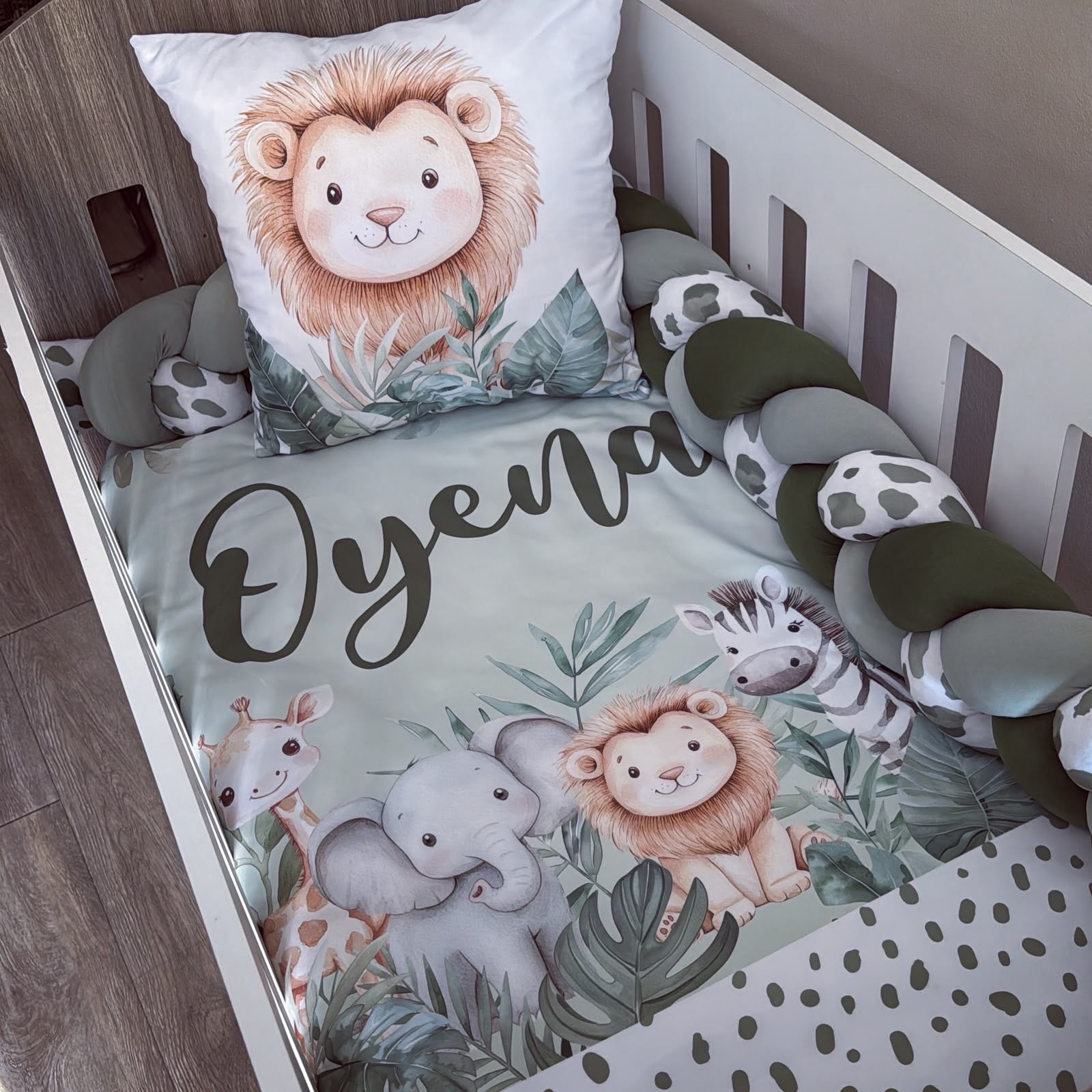 Cot Bedding - Green Safari Set 13 .1