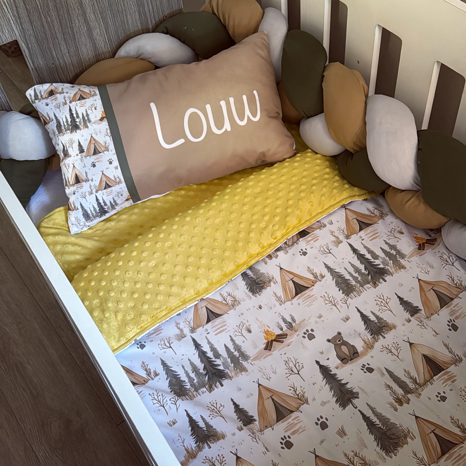 Cot Bedding - Khaki Camping Set 01