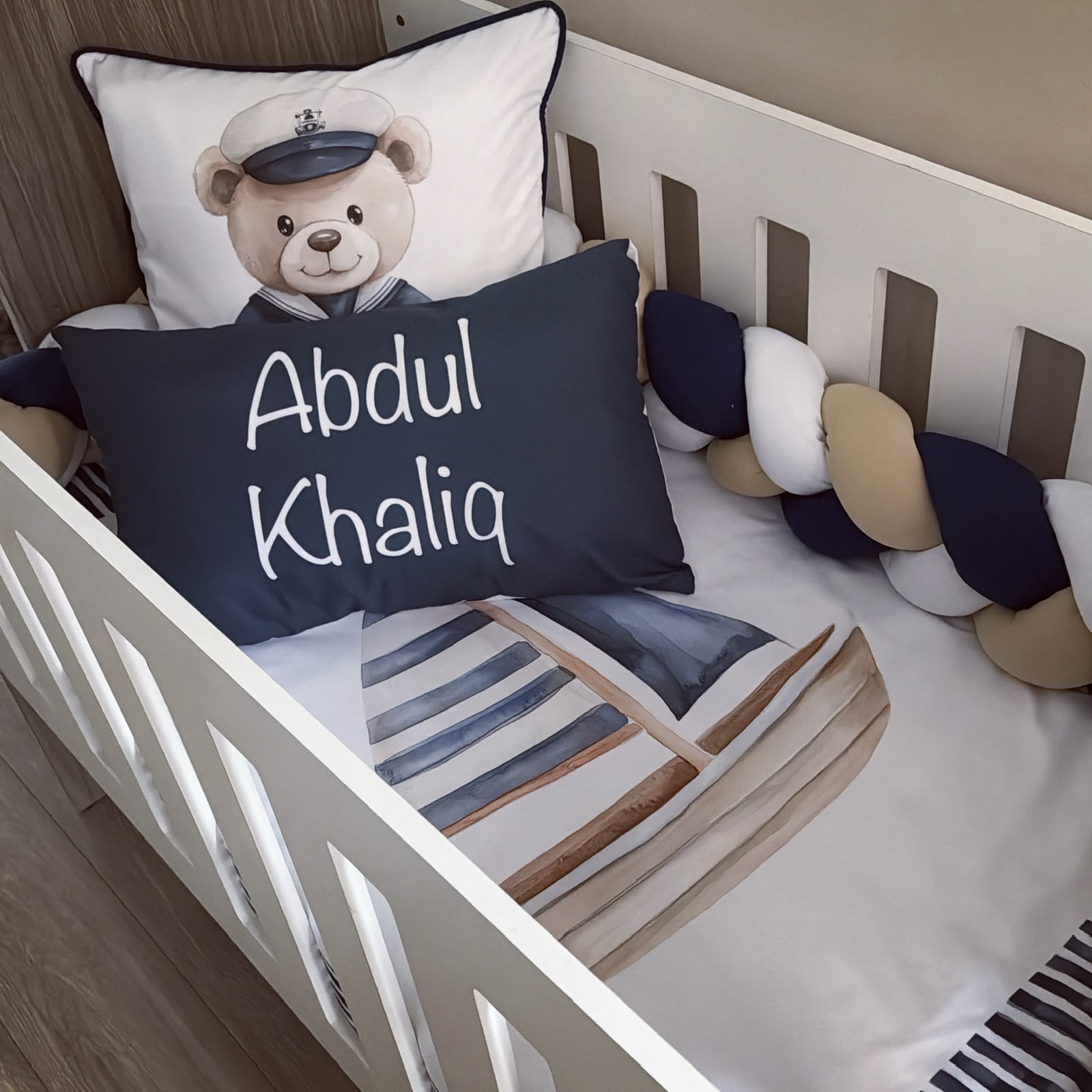 Cot Bedding - Navy Sailor Bear Set 01