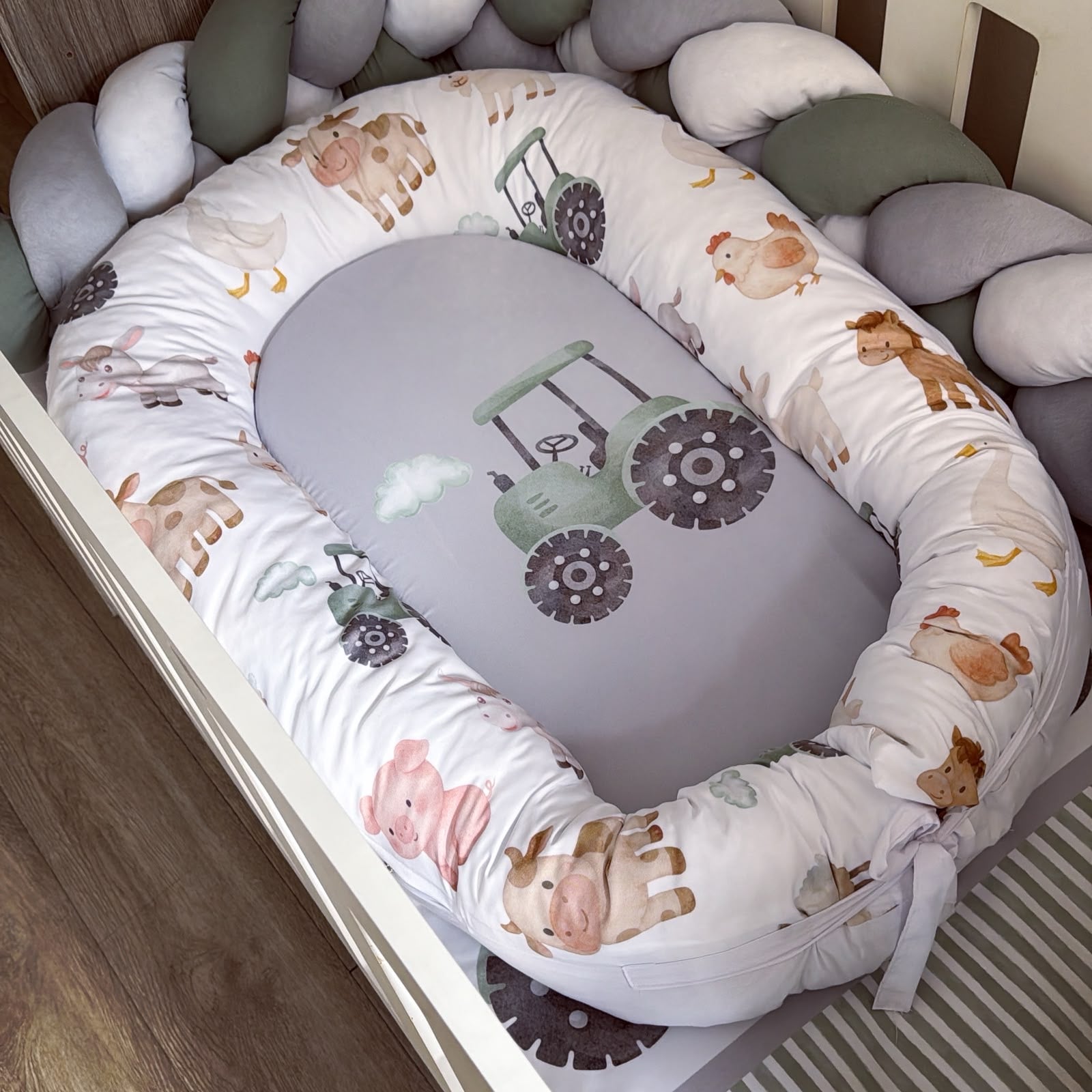 Cot Bedding - On the Farm Sage Set 03 Nest
