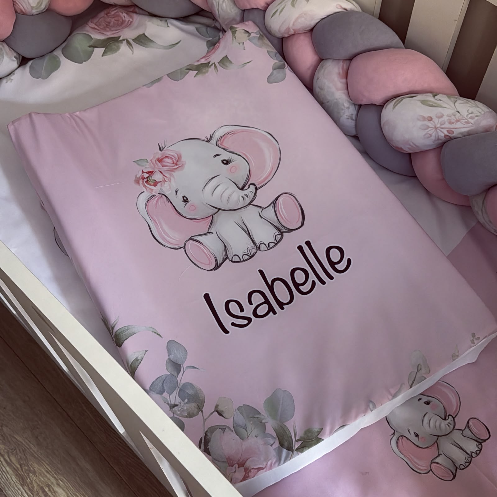 Cot Bedding - Pink Elephant Set 51.1