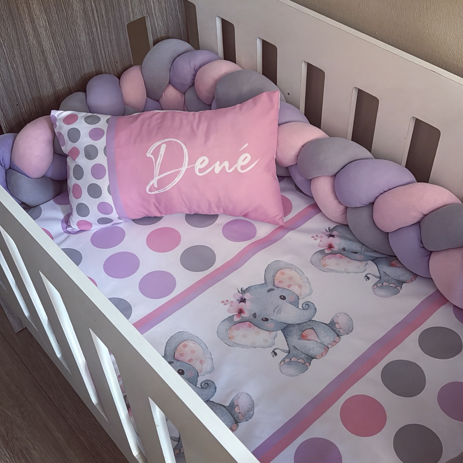 Cot Bedding - Pink Elephant Set 52