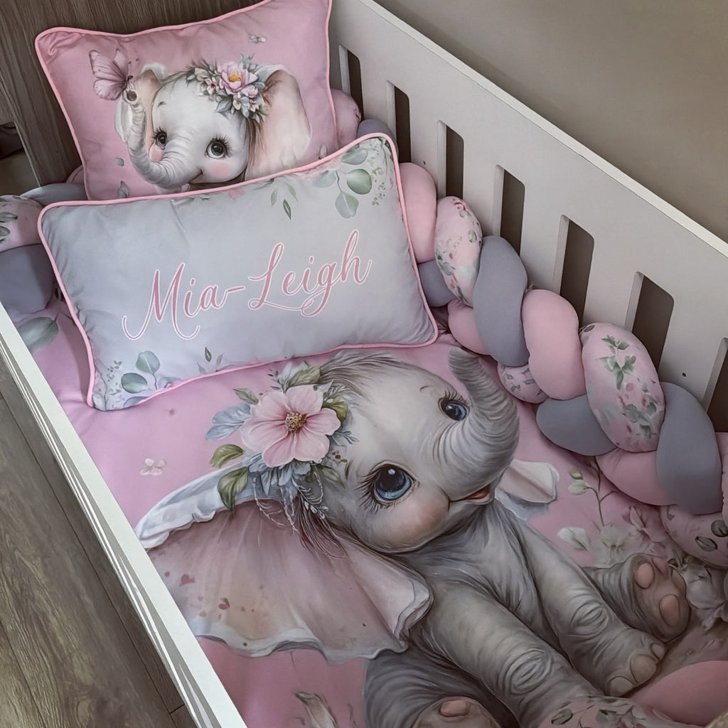 Cot Bedding - Pink Elephant Set 53