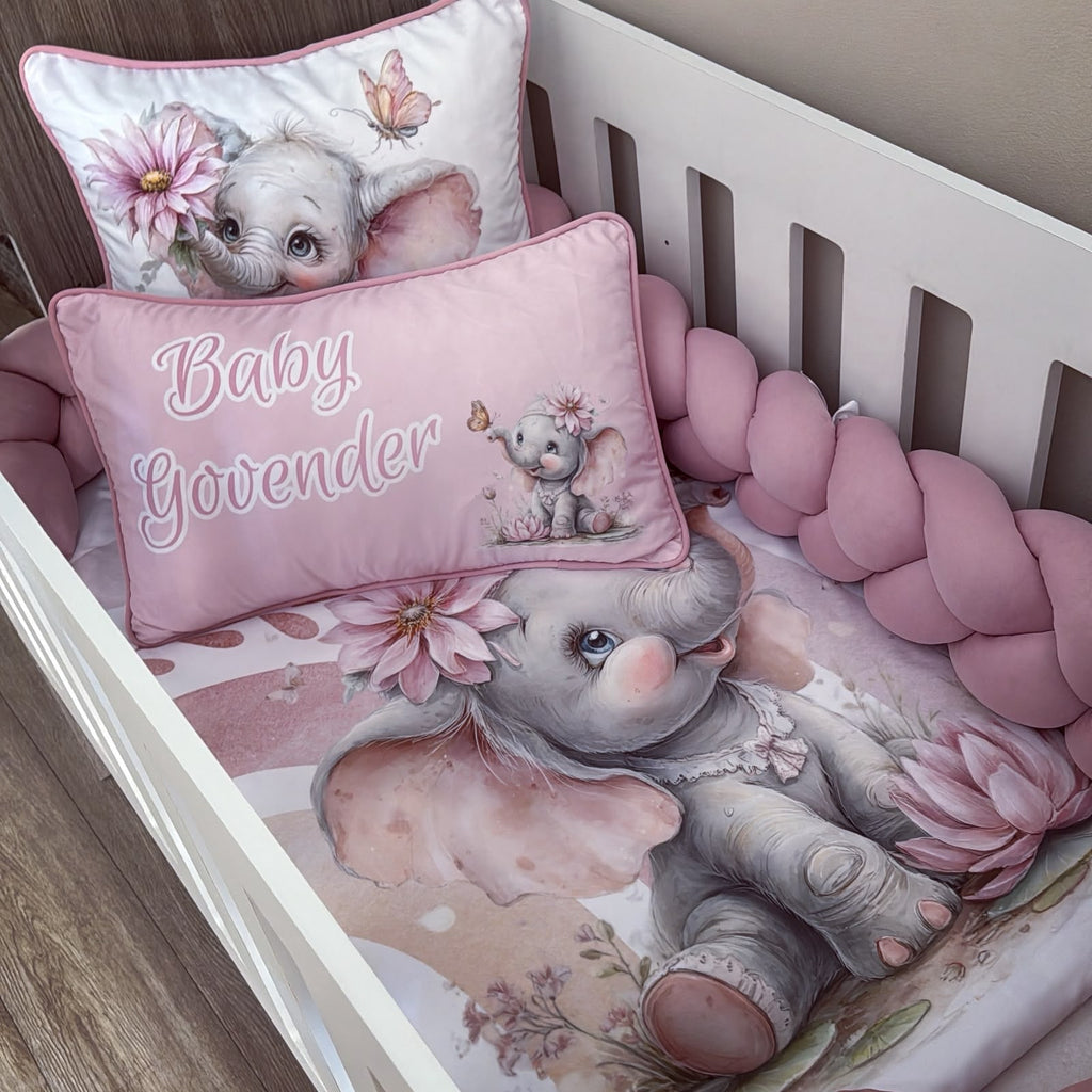 Cot Bedding - Pink Elephant Set 54