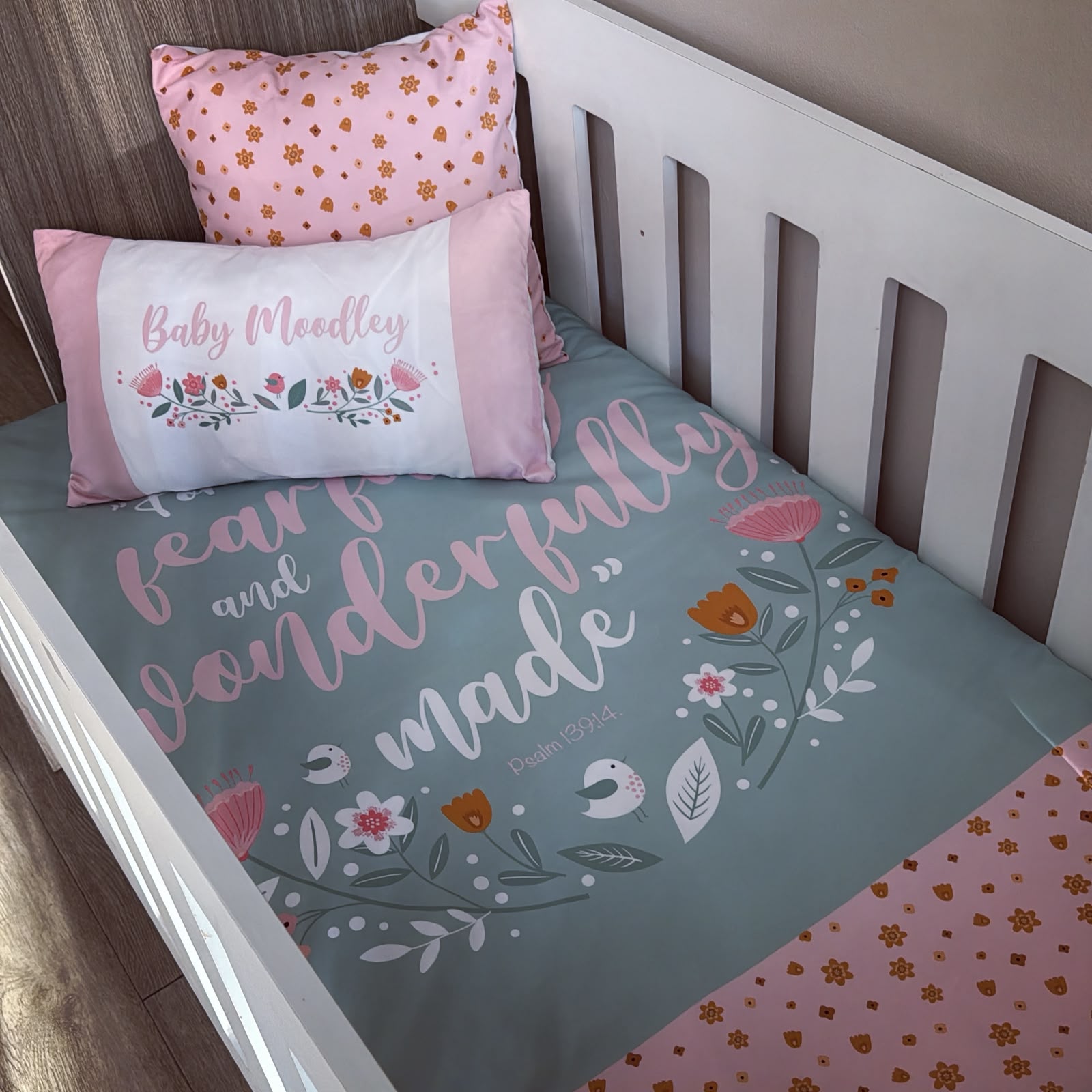 Cot Bedding - Pink Flower Set 14