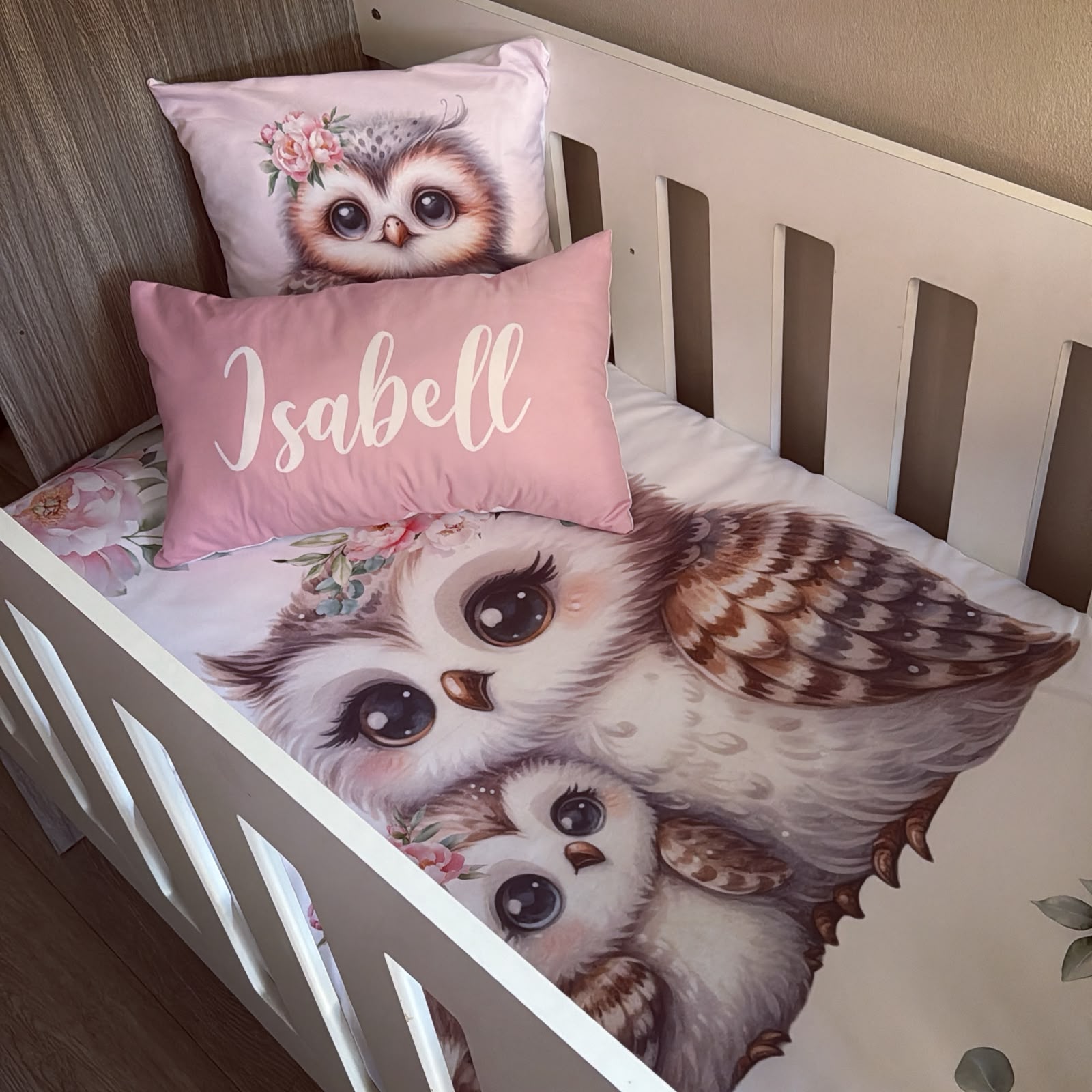 Cot Bedding - Pink Owl Set 03