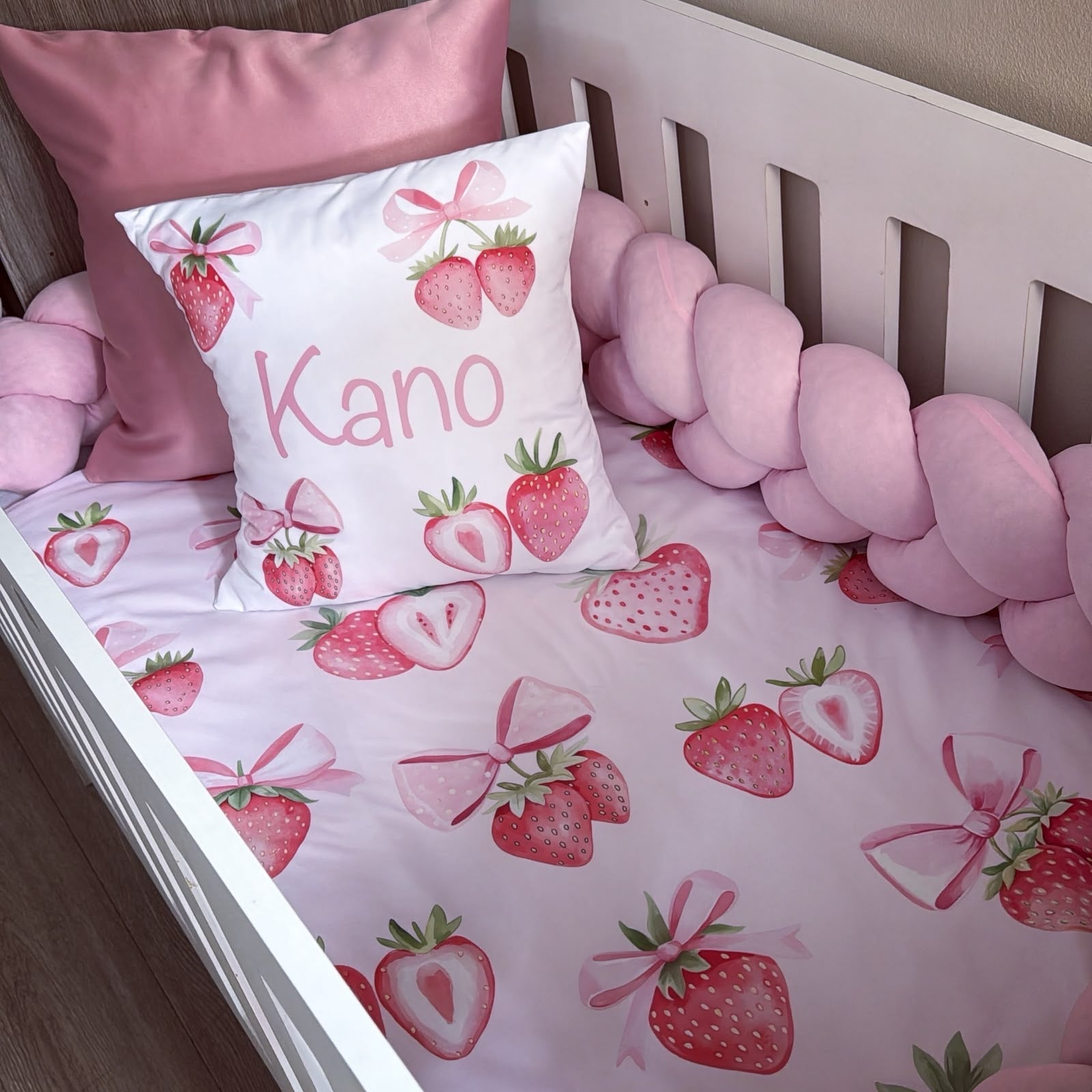 Cot Bedding - Pink Strawberry Set 02