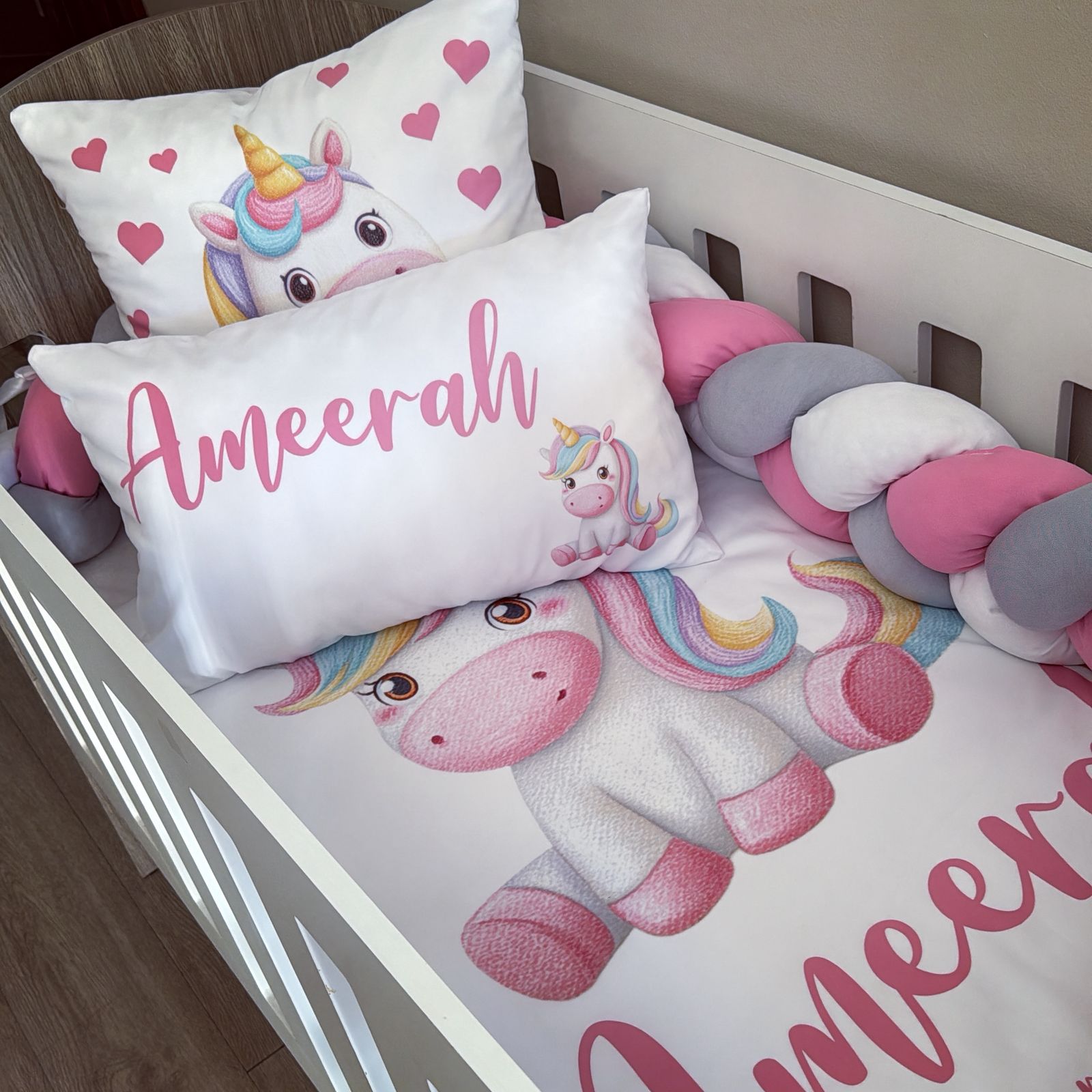 Cot Bedding - Pink Unicorn Set 13