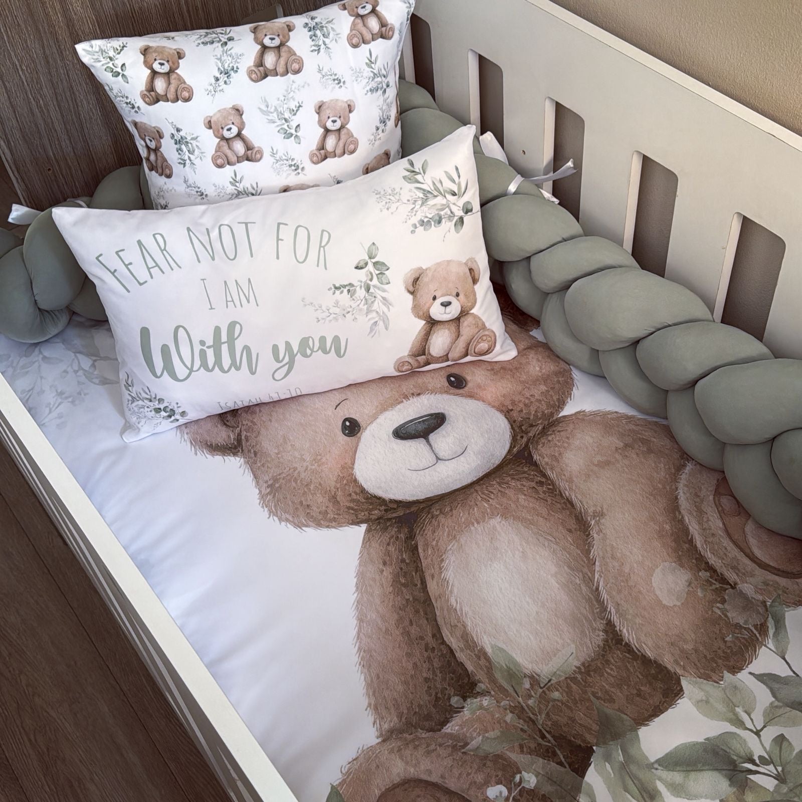 Cot Bedding - Sage Bear Set 03