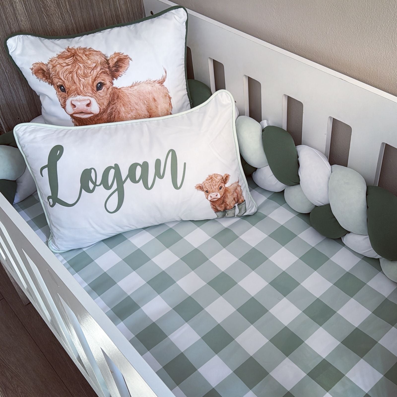 Cot Bedding - Stone Highland Cow Set 03