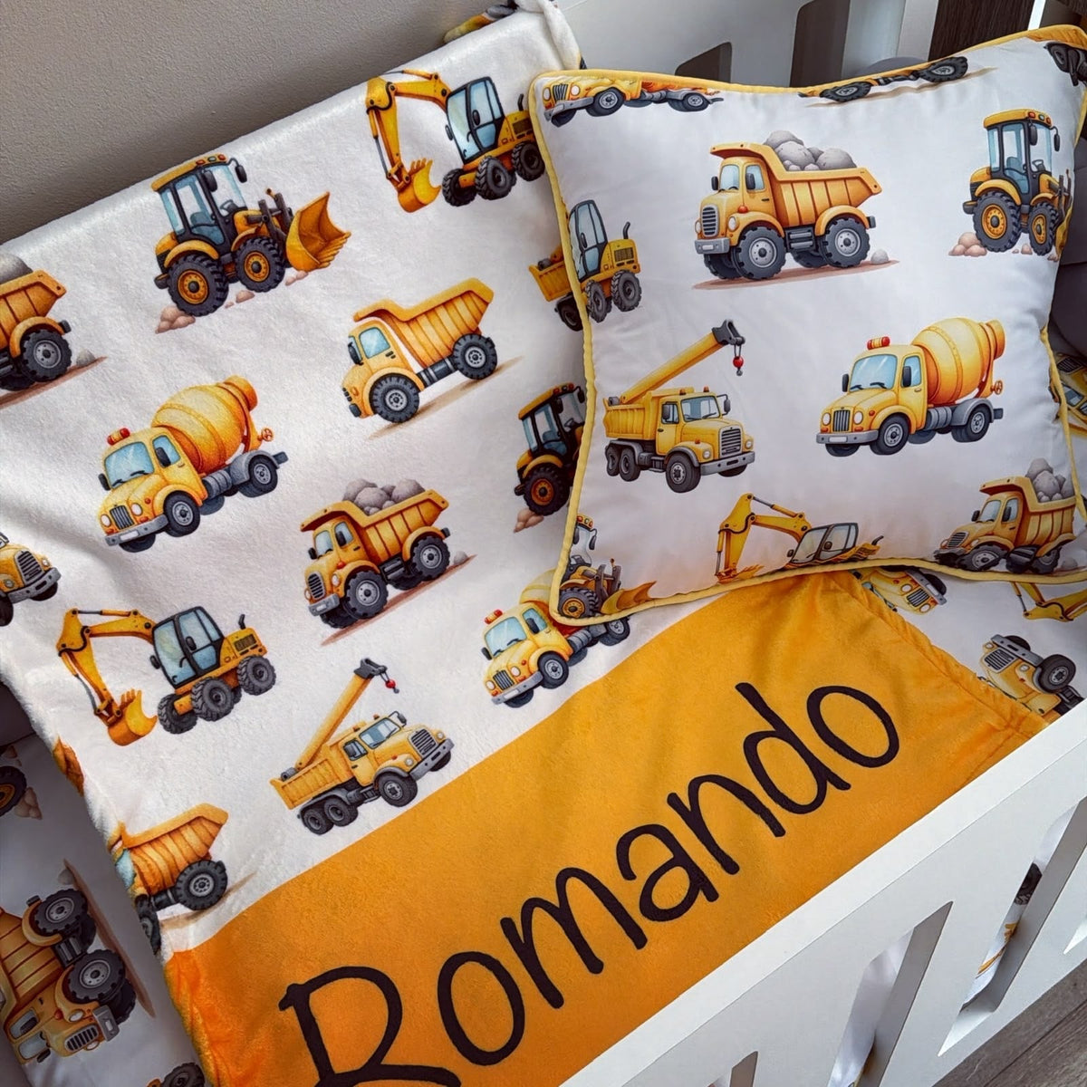 Cot Bedding - Yellow Construction Set 02