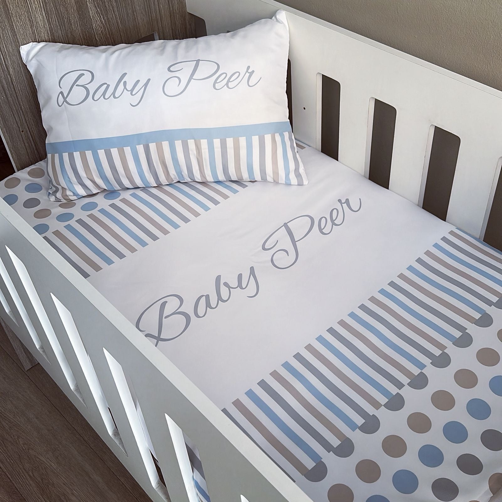 Cot Bedding - Stone Stripe Set 01 baby neutral nursery linen set South Africa