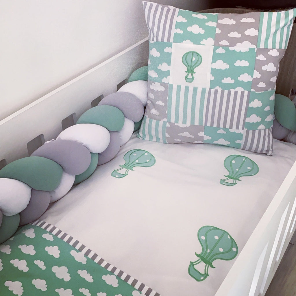 Cot Bedding - Sage Hot Air Balloon Set 01
