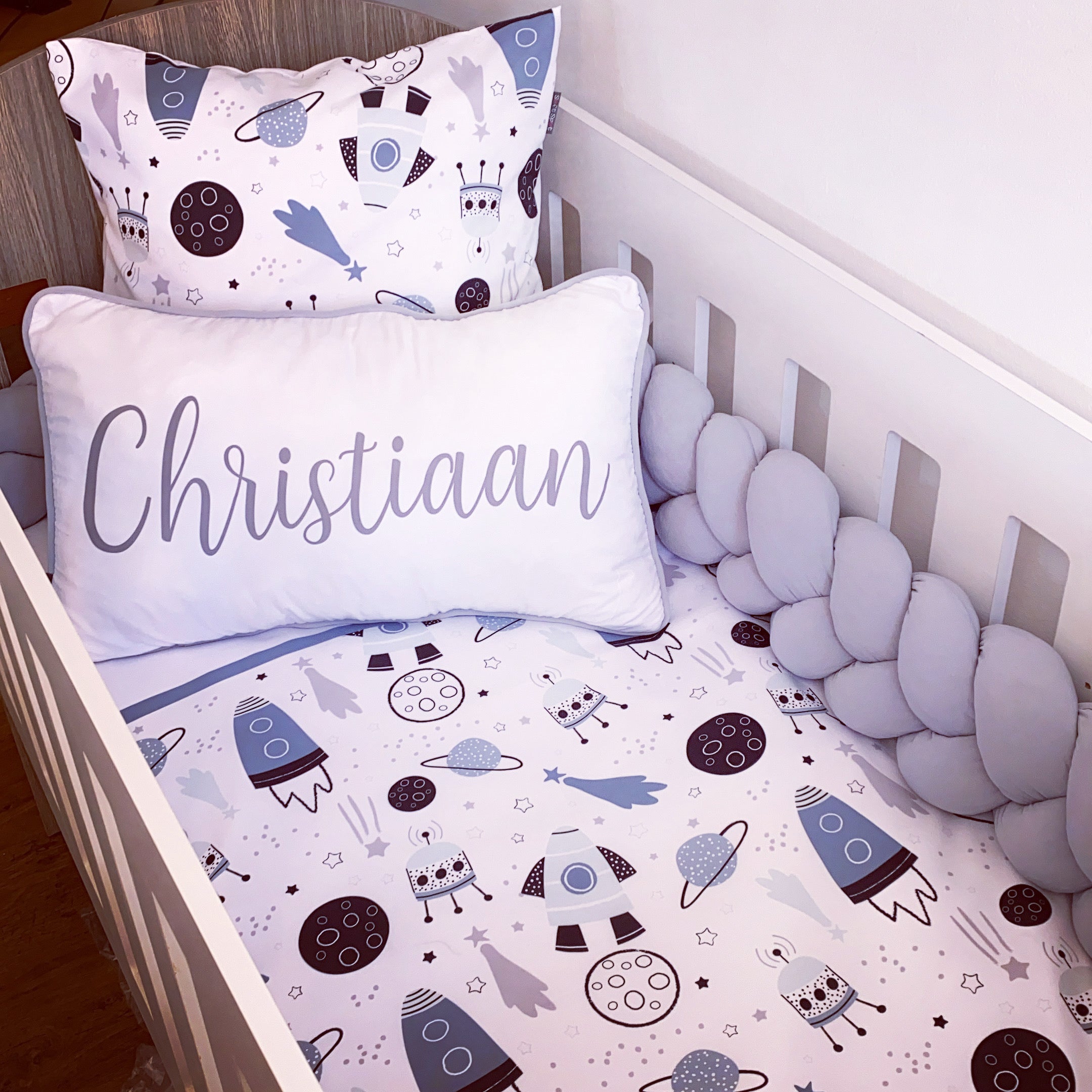 Cot Bedding - Grey Space Set 02 baby boy nursery linen set South Africa