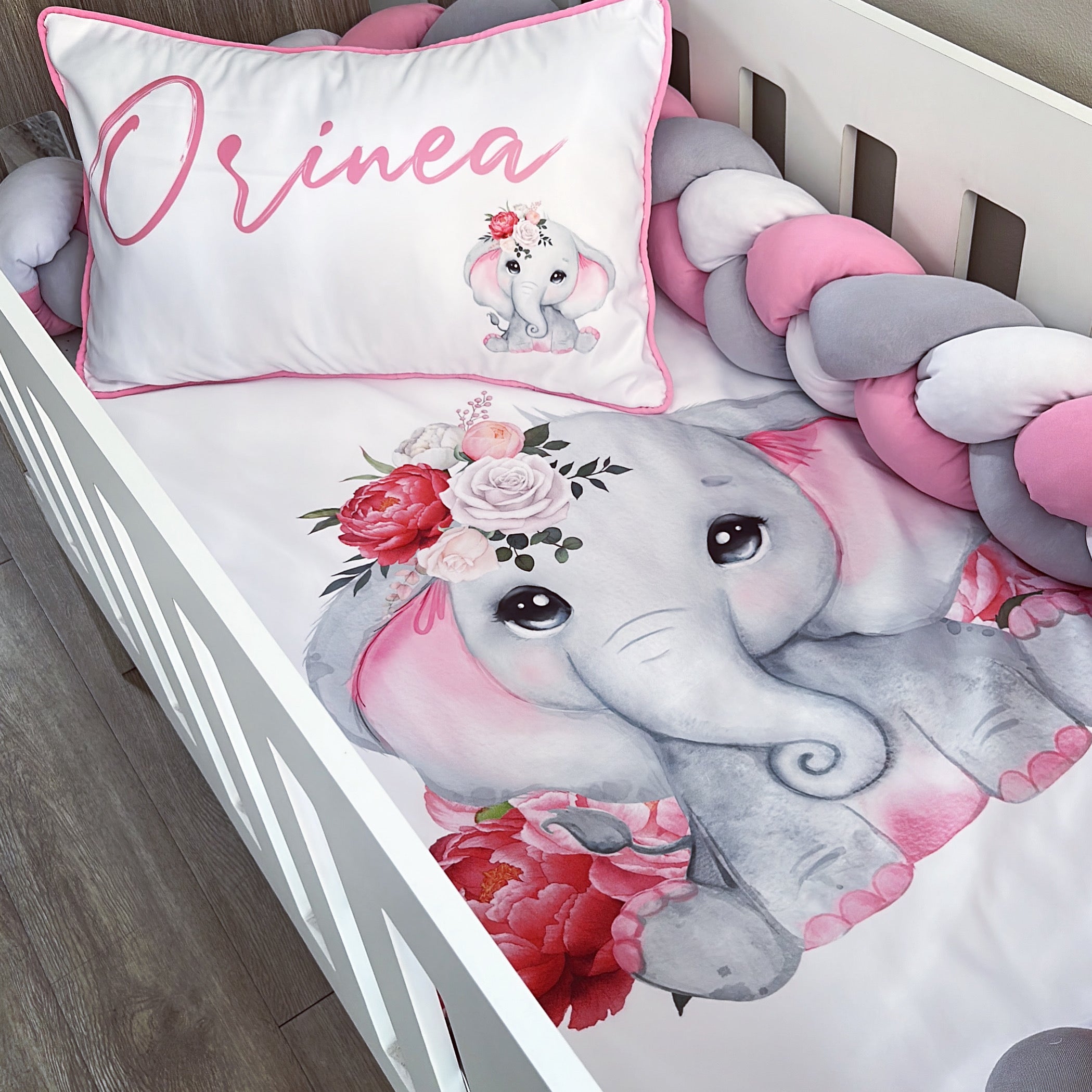 Cot Bedding - Pink Elephant Set 16