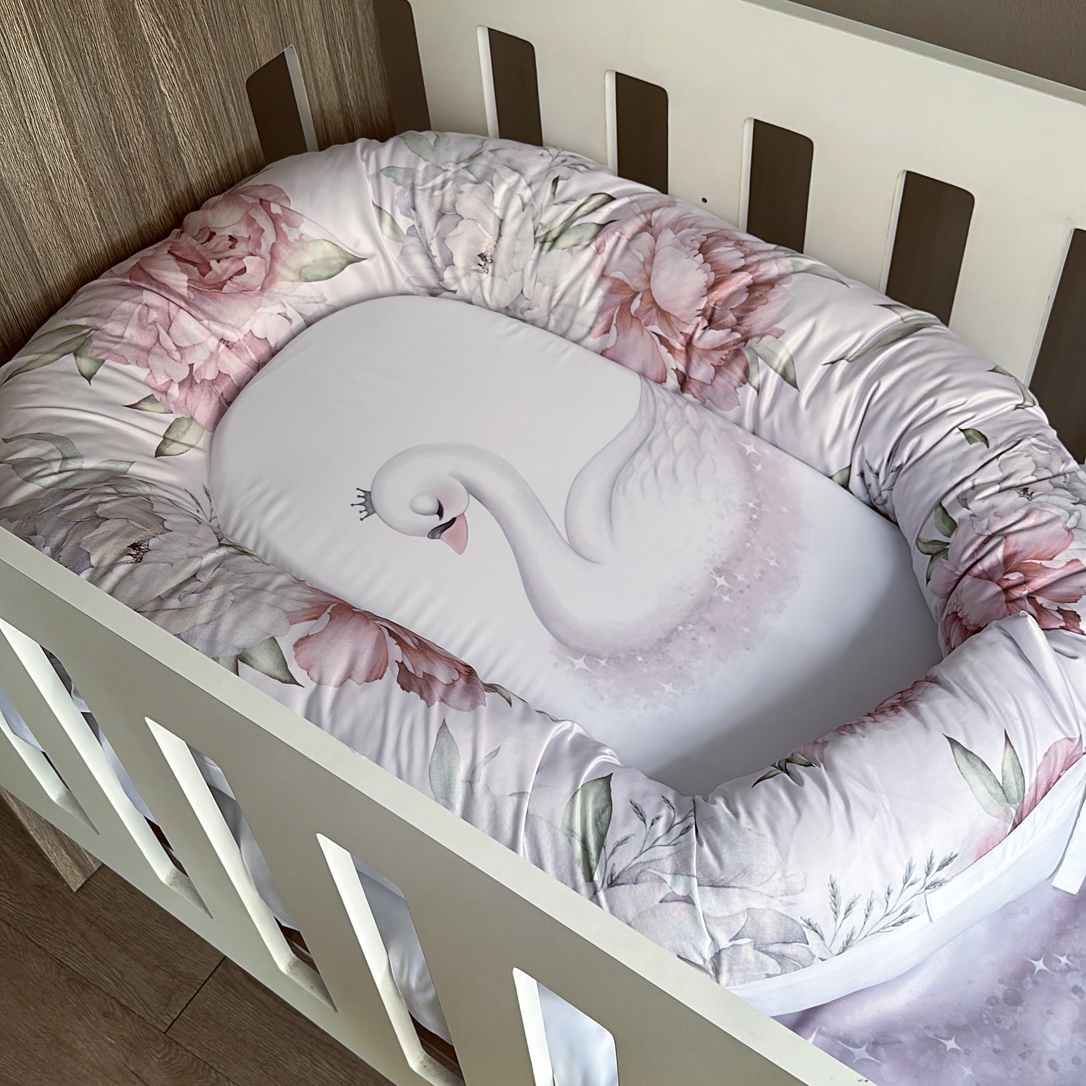 Cot Bedding - Pink Swan Set 05