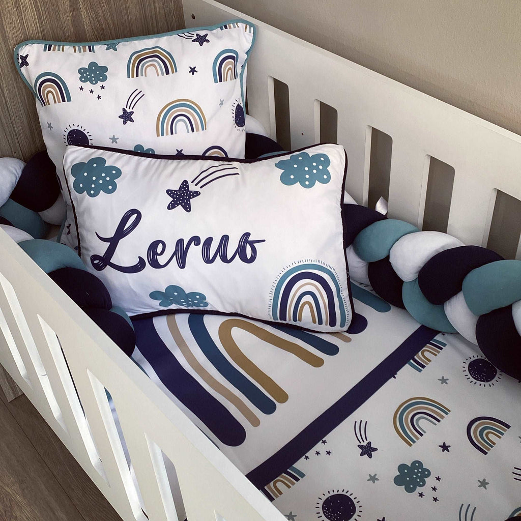 Cot Bedding - Navy Rainbow Delight Set baby boy nursery linen set South Africa