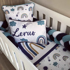 Cot Bedding - Navy Rainbow Delight Set baby boy nursery linen set South Africa