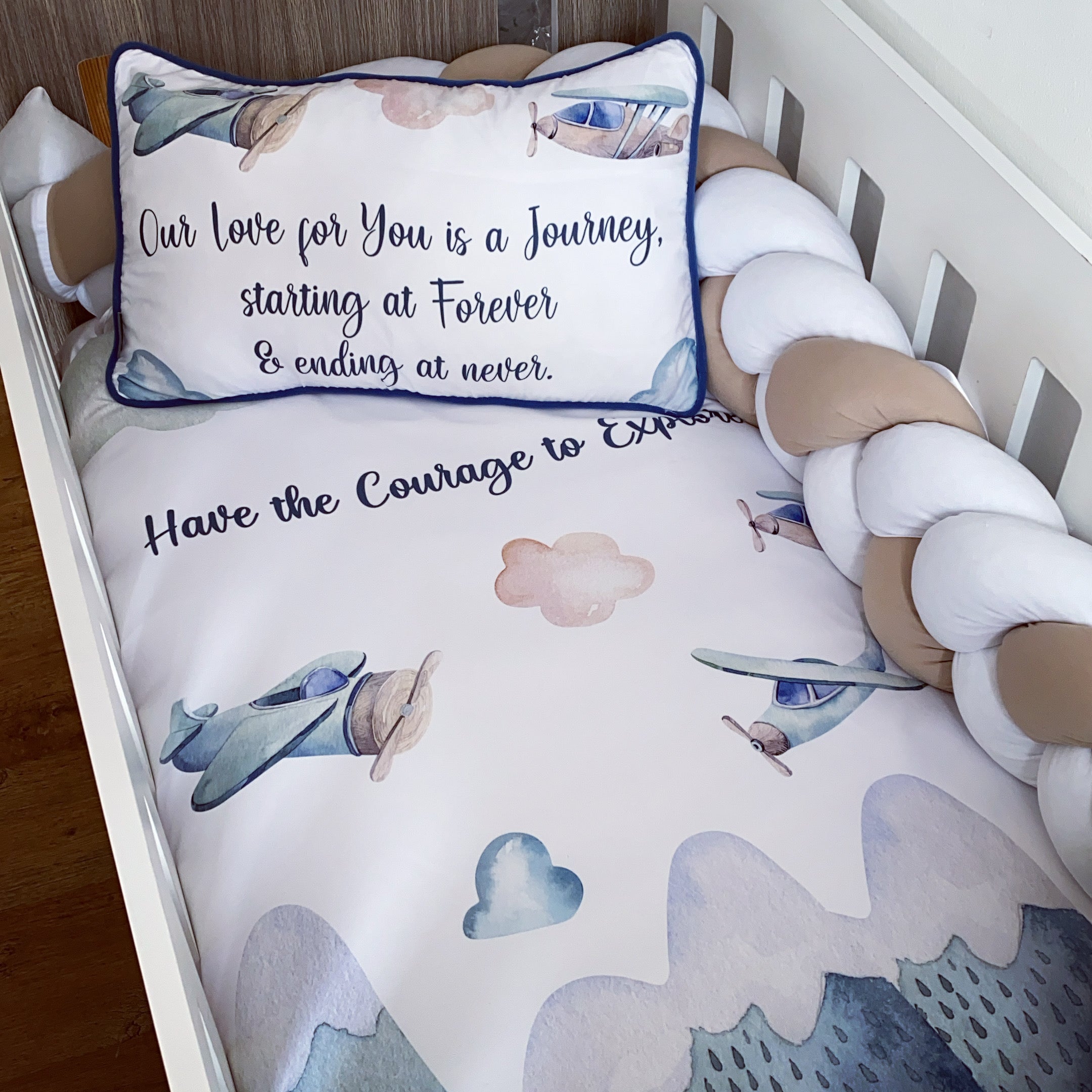 Cot Bedding - Stone Plane Set 01 baby boy nursery linen set South Africa