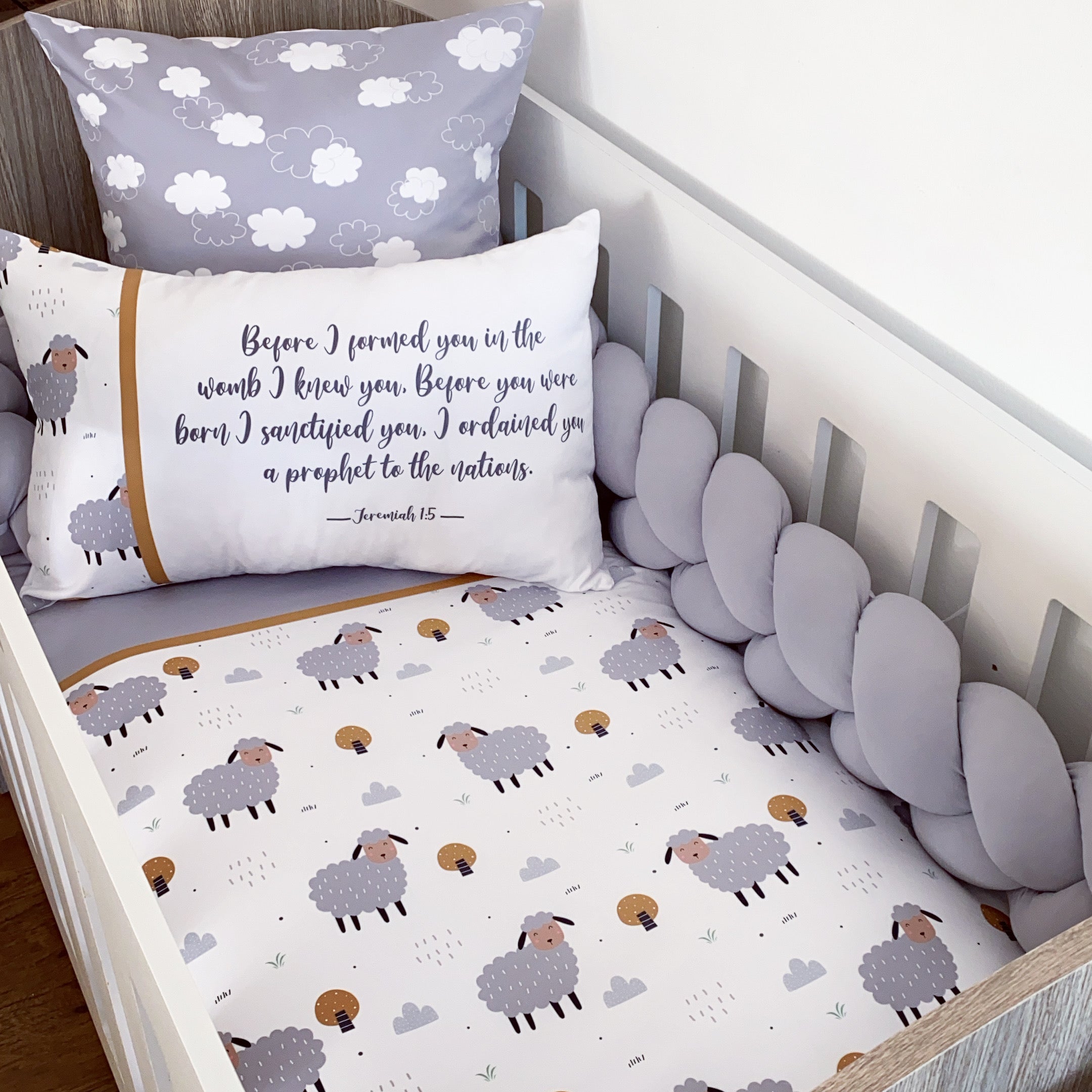 Cot Bedding - Grey Sheep Set 09 baby neutral nursery linen set South Africa
