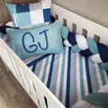 Cot Bedding - Blue and Aqua Stripe Set 01 baby boy nursery linen set South Africa