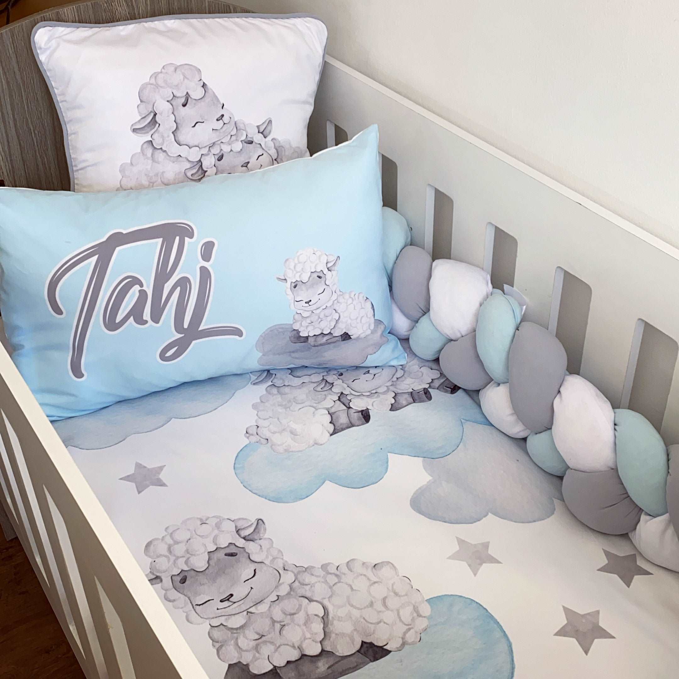 Cot Bedding - Blue Sheep Set baby boy nursery linen set South Africa