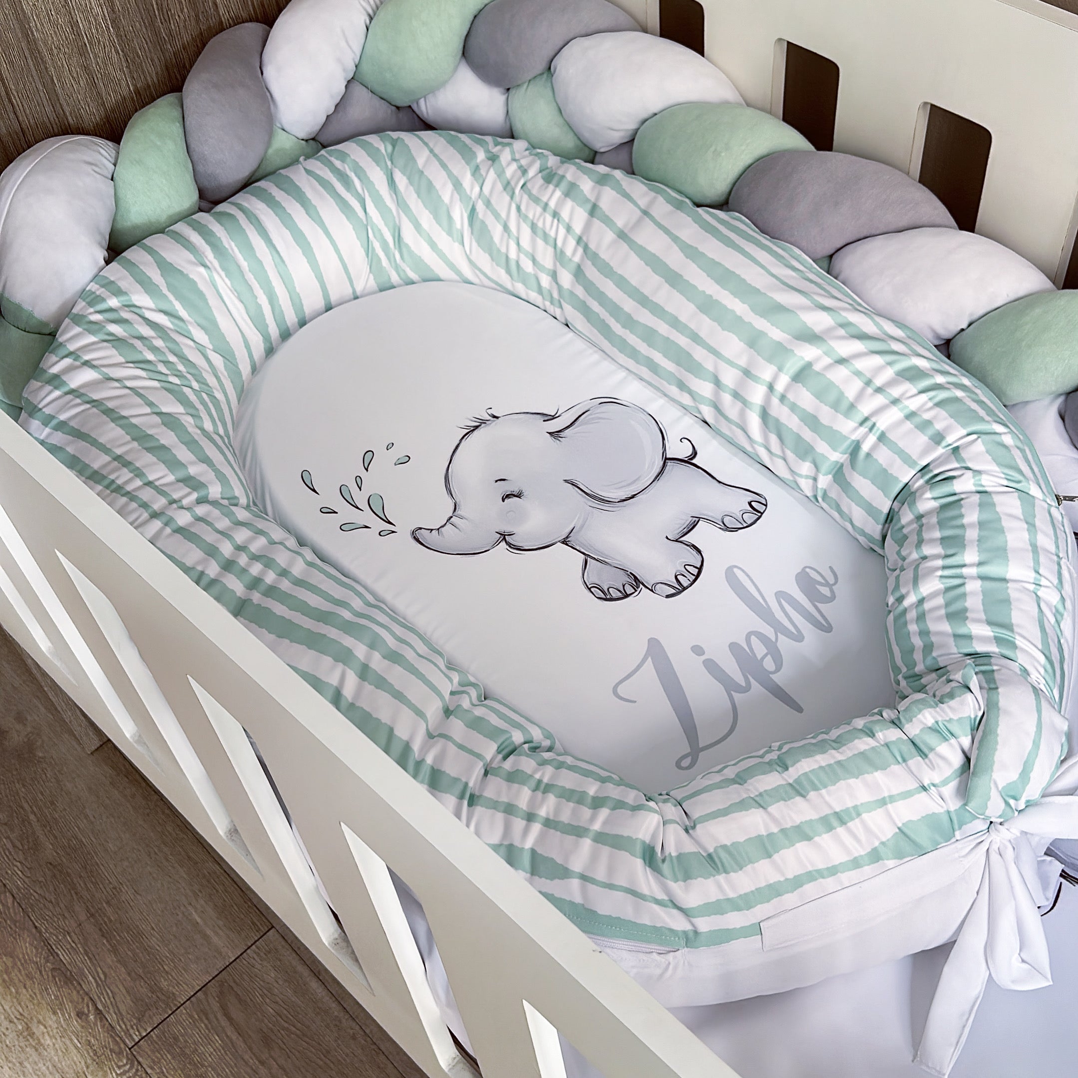 Nest - Green Elephant 02 baby nursery snuggle nests South Africa