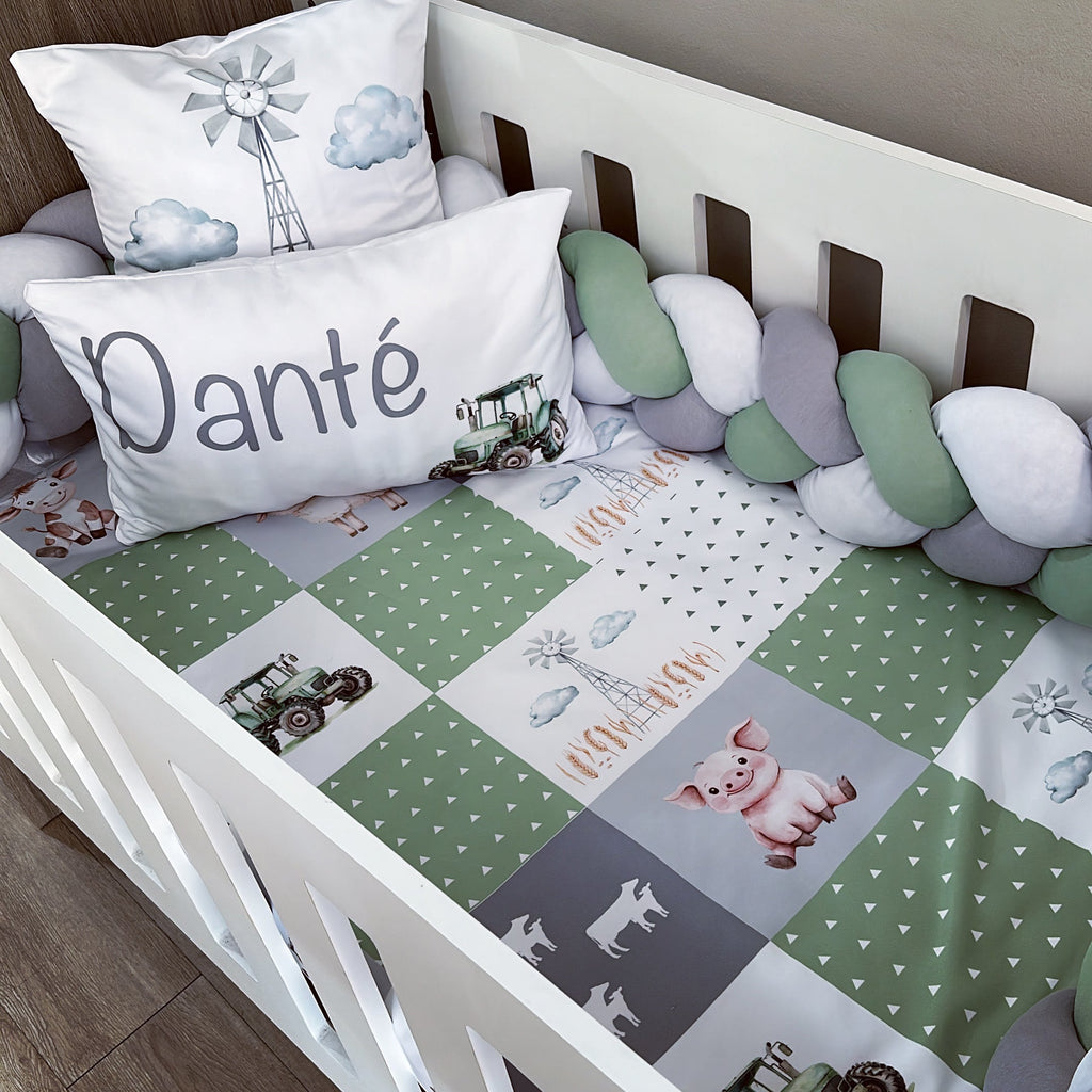 Cot Bedding - Green Farm Set 01 baby boy nursery linen set South Africa