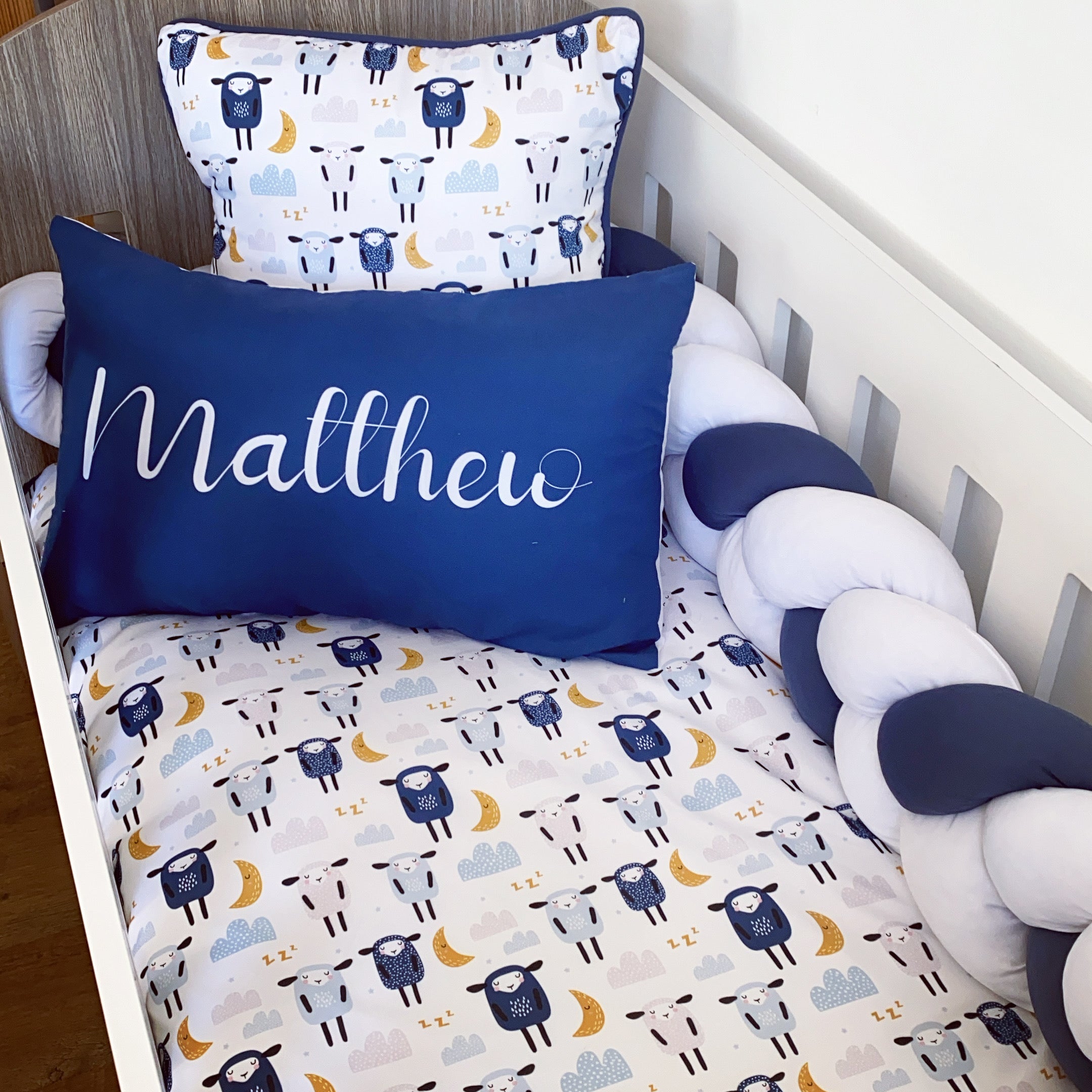 Cot Bedding - Navy Sheep Set 03 baby boy nursery linen set South Africa