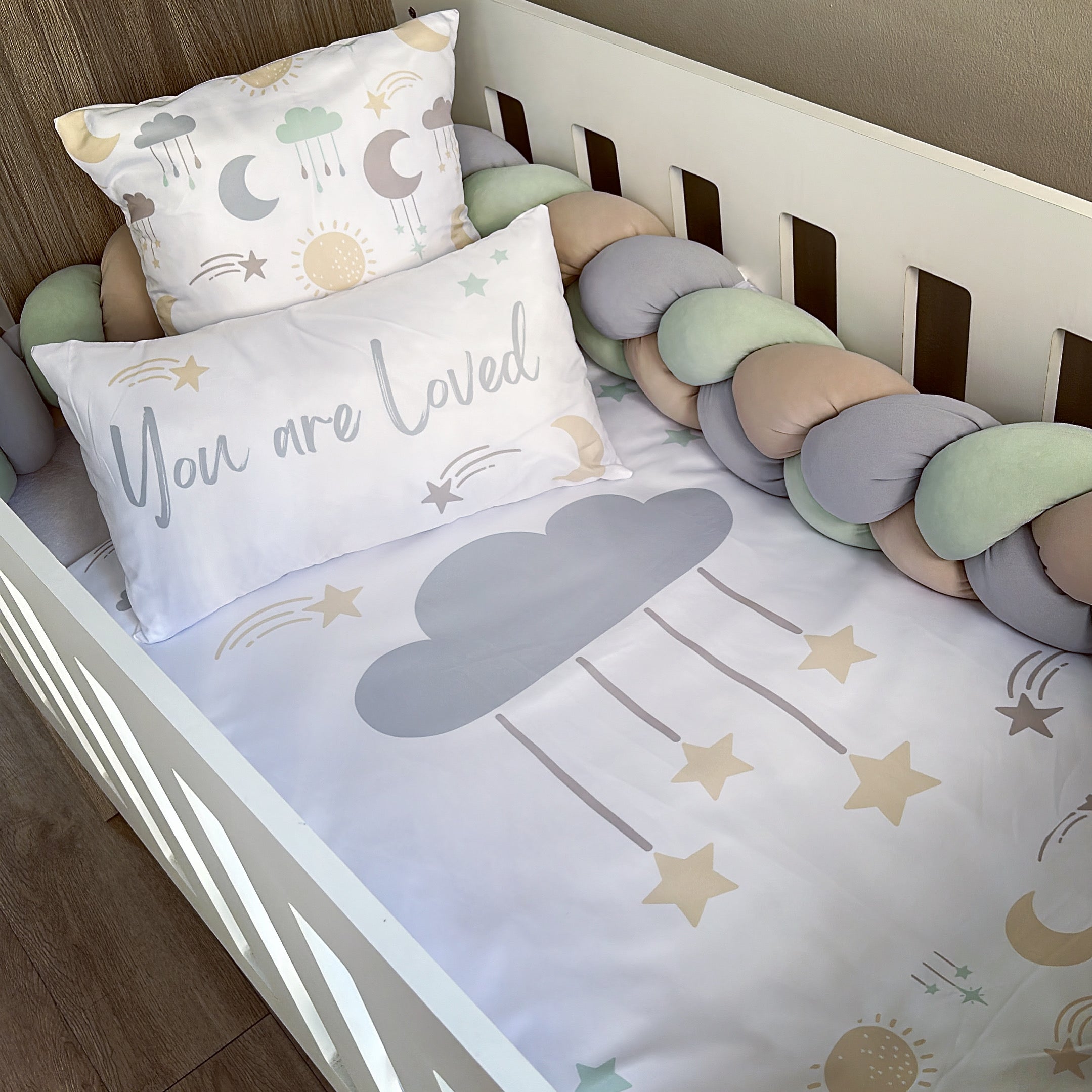 Cot Bedding - Moon and Star Set 01 baby neutral nursery linen set South Africa