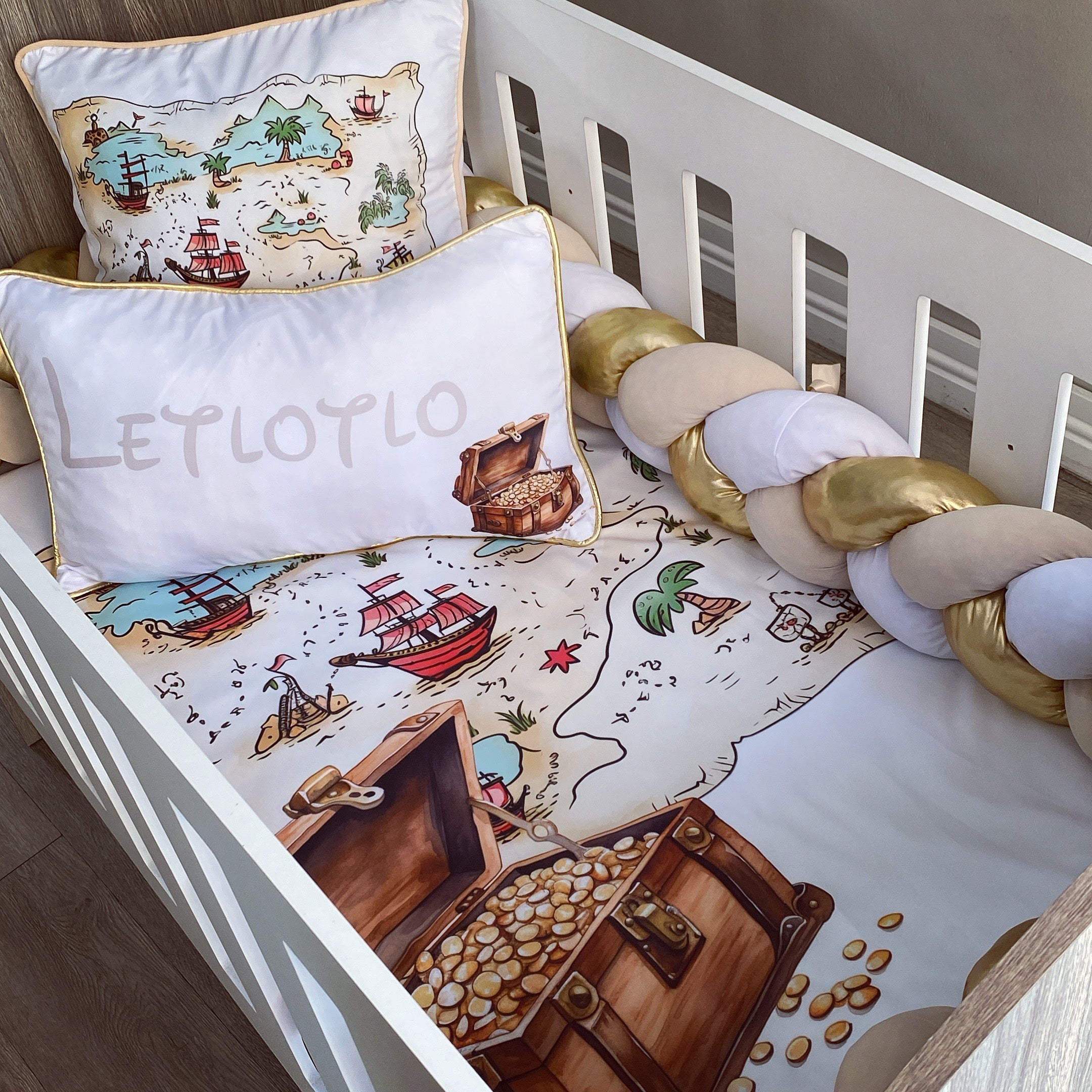Cot Bedding - Treasure Map Set 01 baby neutral nursery linen set South Africa