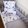 Cot Bedding - Grey Plane Set 02 baby boy nursery linen set South Africa