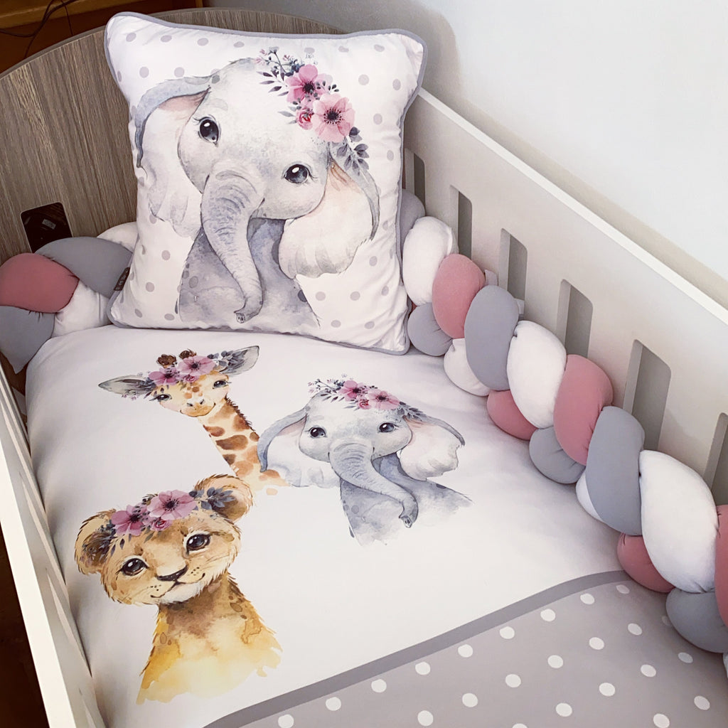 Cot Bedding - Pink Safari Set 36