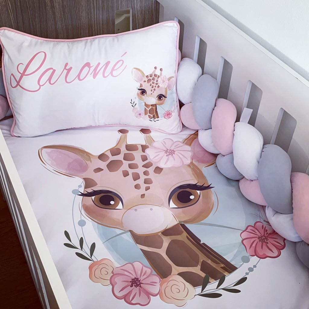 Cot Bedding - Pink Giraffe Set 02