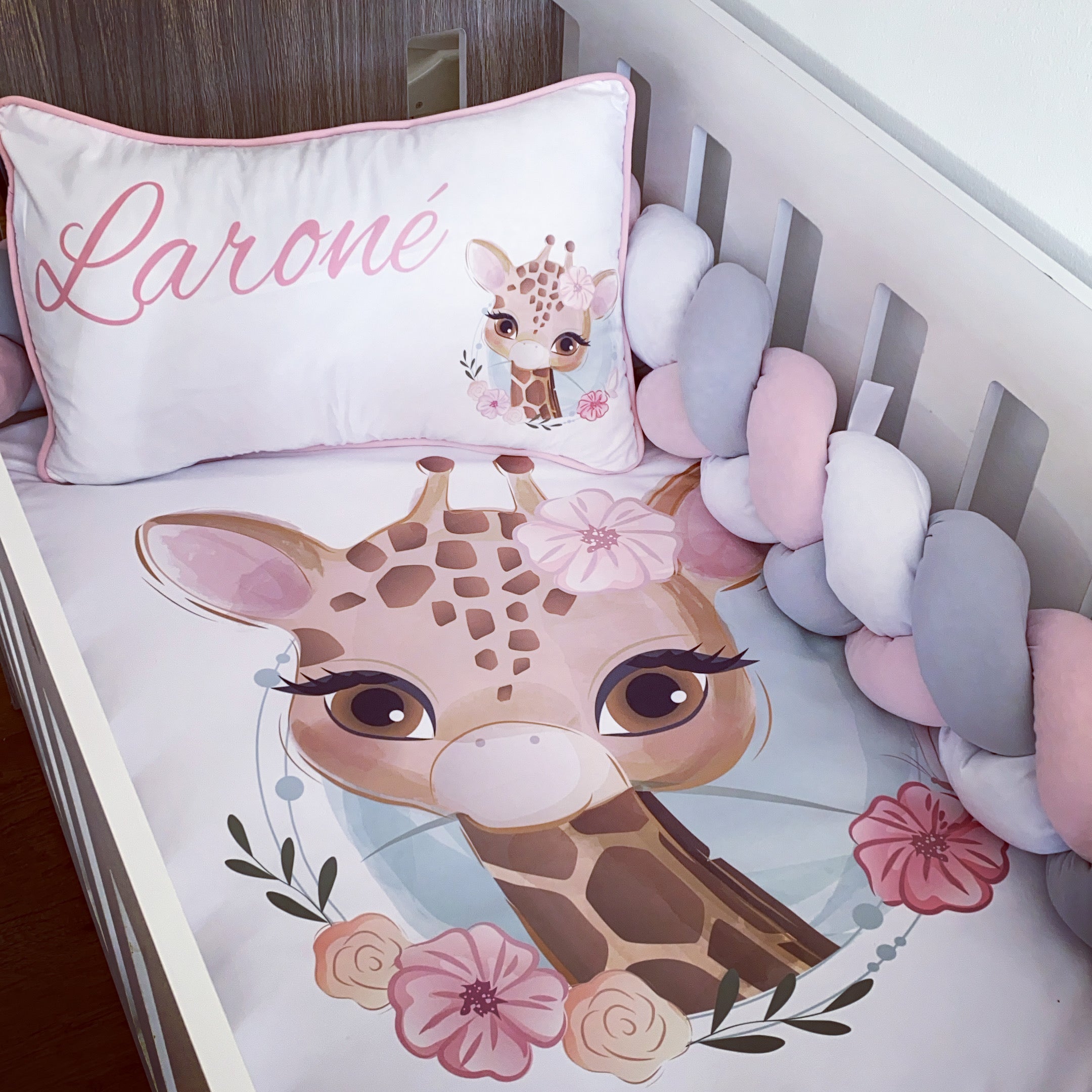 Cot Bedding - Pink Giraffe Set 02