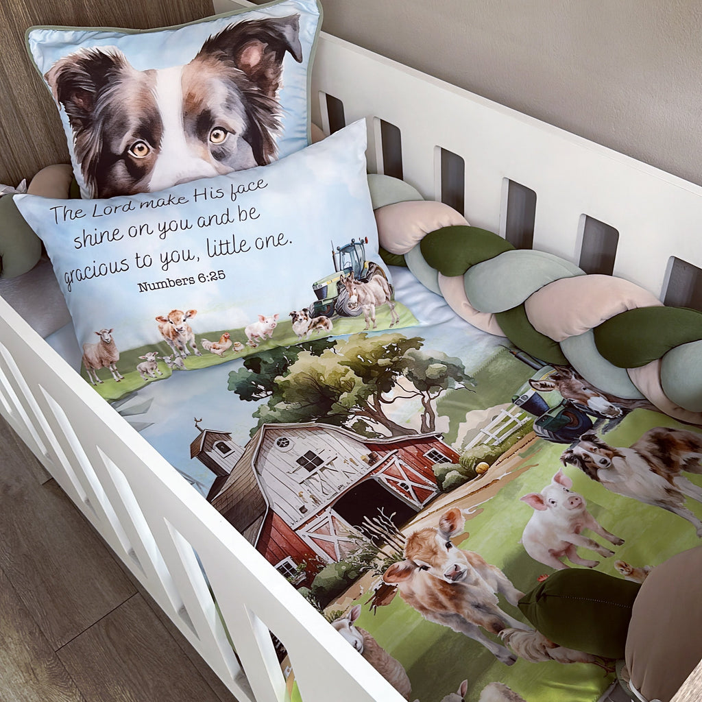 Cot Bedding - On the Farm Sage Set 02 baby neutral nursery linen set South Africa