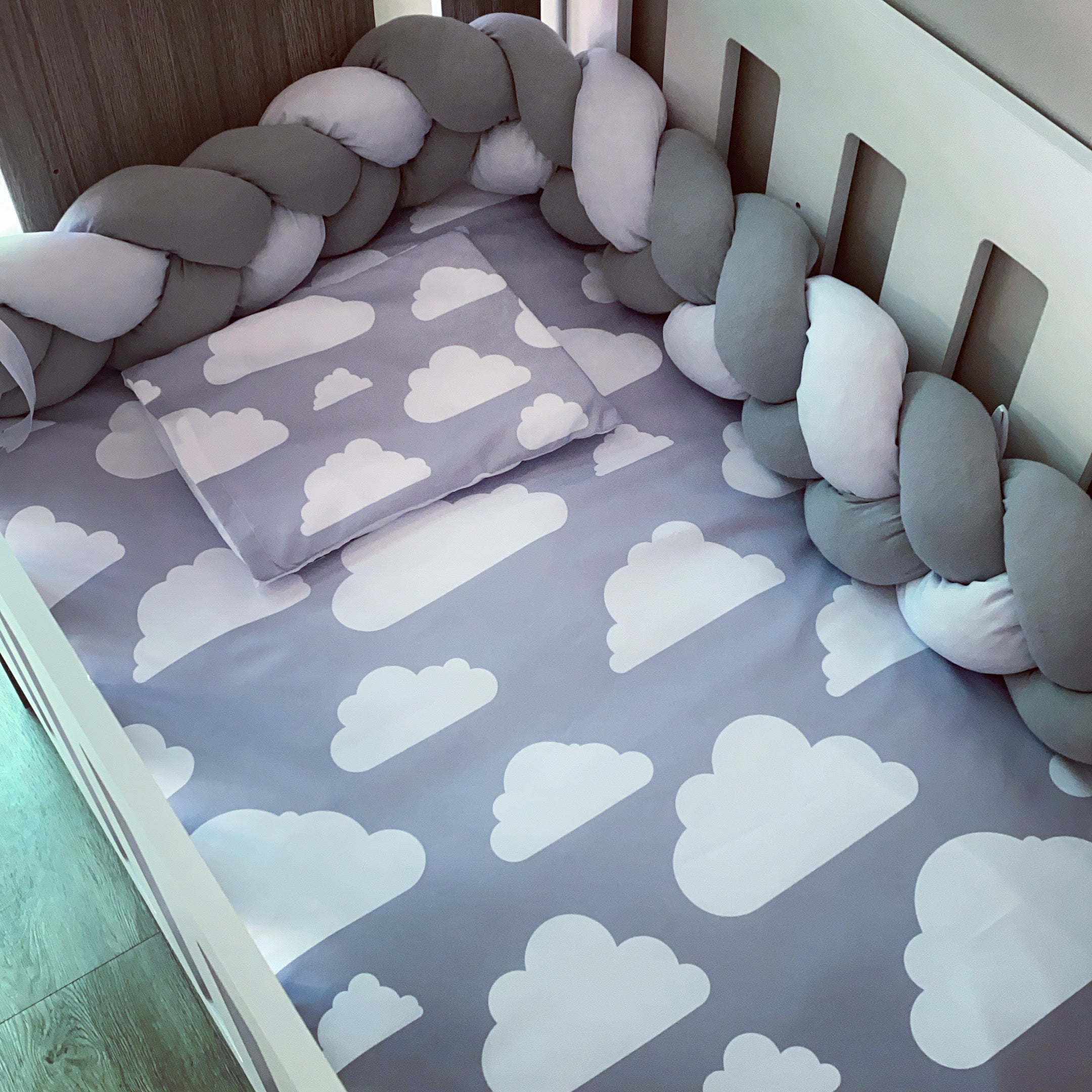 Cot Bedding - Grey Cloud Set 01 baby neutral nursery linen set South Africa