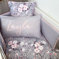 Cot Bedding - Grey Floral Set 02
