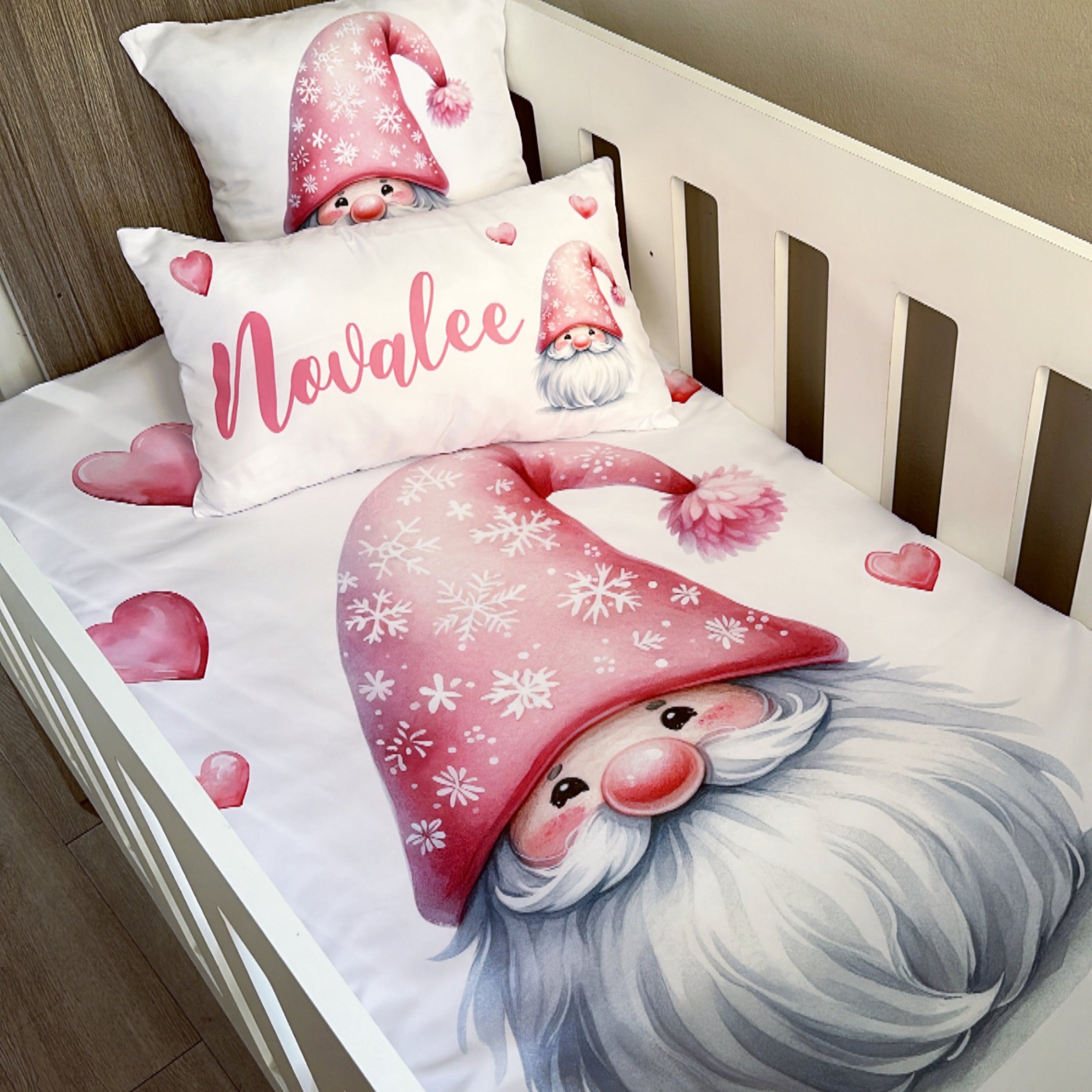 Cot Bedding - Red Gnome Set 01 baby neutral nursery linen set South Africa