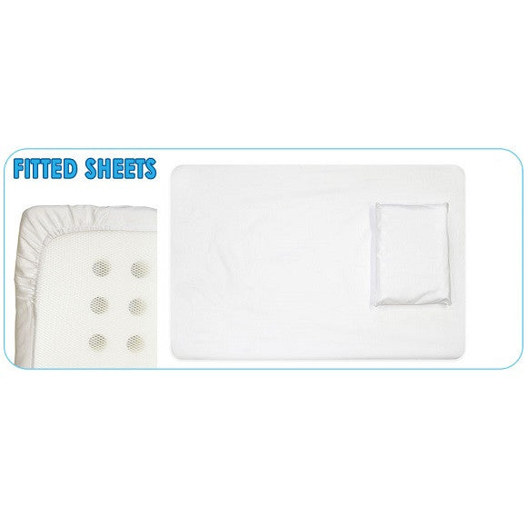 Fitted sheets displayed on a white background with 'Fitted Sheets' text.
