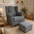 Harmony Wingback Rocking Chair with Ottoman - Grey
