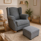Harmony Wingback Rocking Chair with Ottoman - Grey