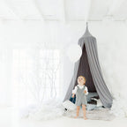 Hanging Tent Canopy - Grey misquito netting for baby bed or crib