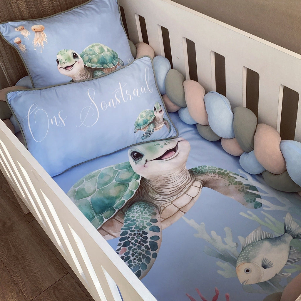 Cot Bedding - Coral Turtle Set 03 baby neutral nursery linen set South Africa