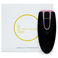 Black and pink hair removal device with 'Lumia Skinco' branding on a white background