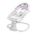 Baby swing with gray and white design on a white background