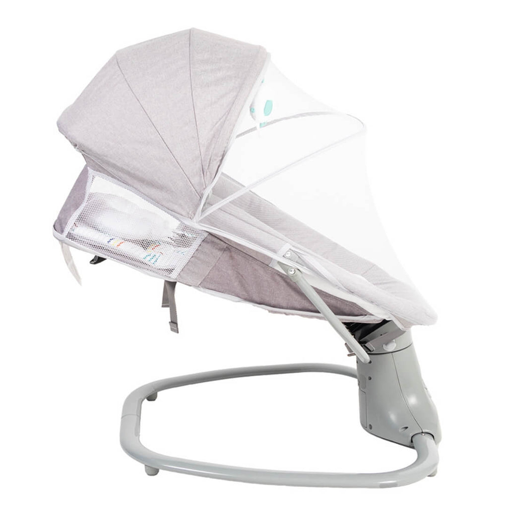 Baby swing with canopy net on a white background