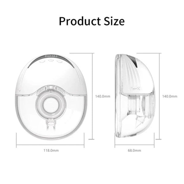 Measurement chart of a transparent product with dimensions labeled