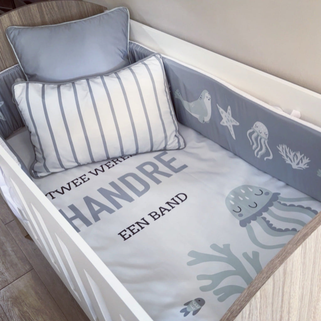 Cot Bedding - Grey Ocean Set 01 baby neutral nursery linen set South Africa