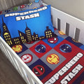 Cot Bedding - Blue Red Superhero Set 02 baby boy nursery linen set South Africa
